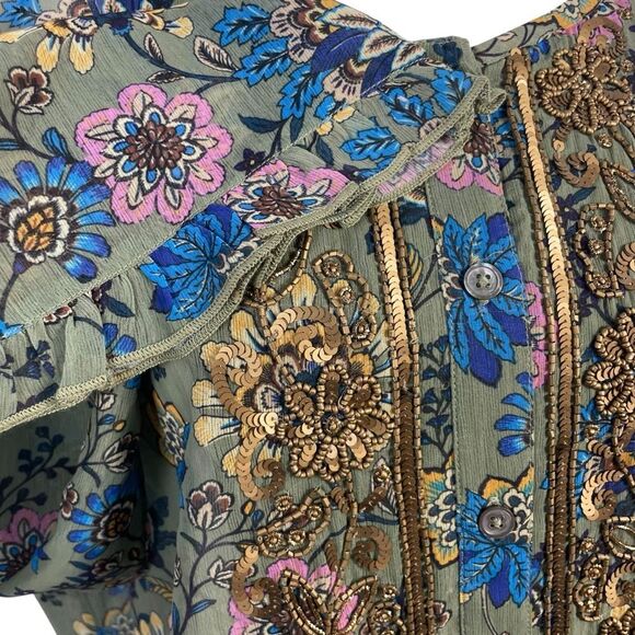Soft Surroundings Floral Ceres Tunic Top Size L‎ NEW Boho Embellished - Picture 10 of 11